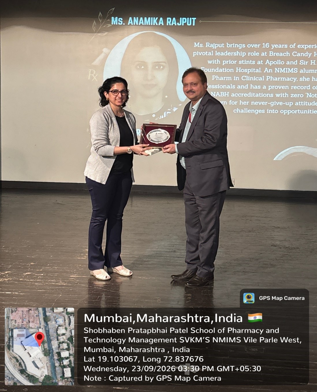 Felicitation of Ms Anamika Rajput, Chief Pharmacist, Breach Candy Hospital